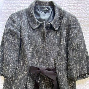 Talbots Black & White Tie Waist Short Sleeve Jacket Blazer Size 6